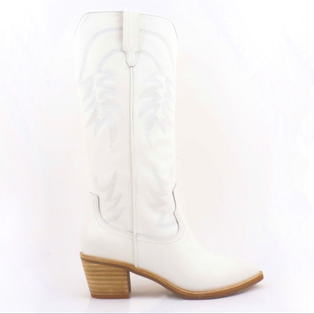 Dolce Vita Soleida - White Genuine Leather - Tall Western Cowboy Boots